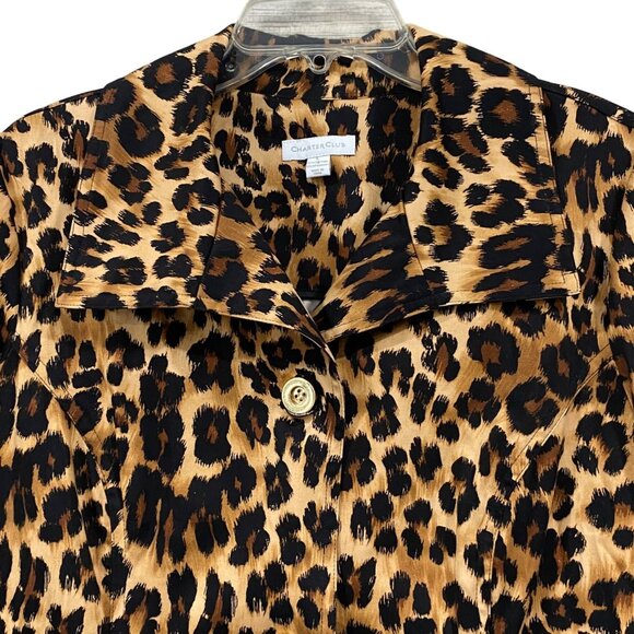 Charter Club leopard Print Button-Up Jacket With 3/4 Sleeves Coastal Grandma - Picture 3 of 7
